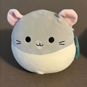 NWT Squishmallow- Rusty Grey and White Plush Mouse Toy 8”